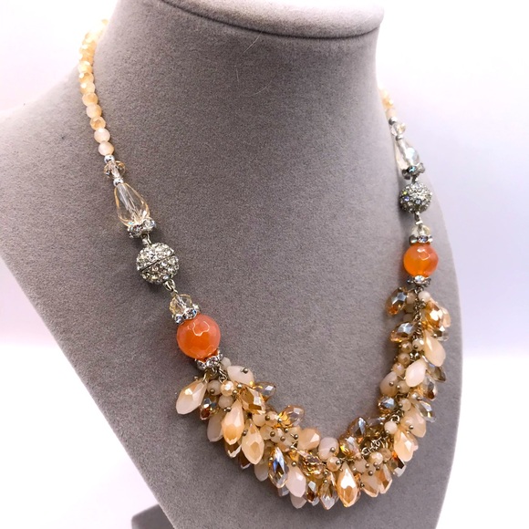 Multi Functional Peach Tones Beaded Necklace, Bracelet or Anklet - Picture 1 of 10